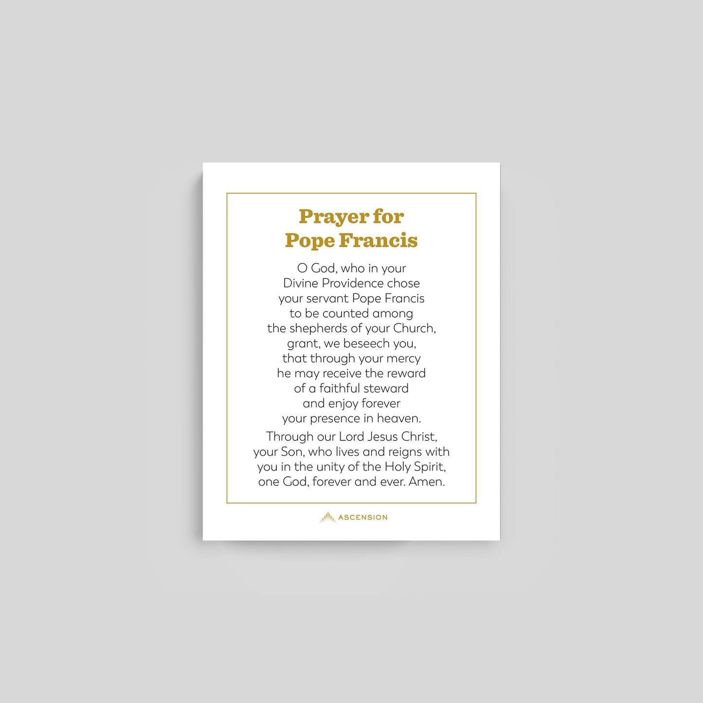 Pope Francis Prayer Cards