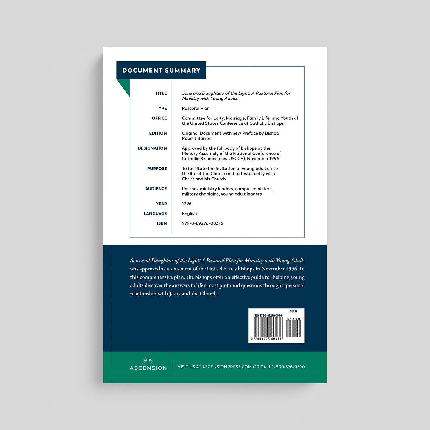 Sons and Daughters of the Light: A Pastoral Plan for Ministry with Young Adults