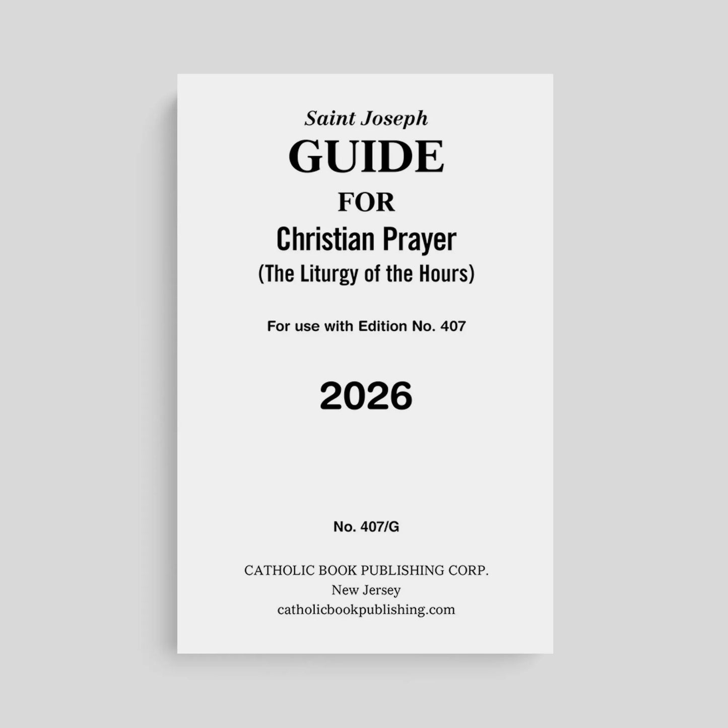 Saint Joseph Guide for Christian Prayer for 2026 (large print) on a gray background