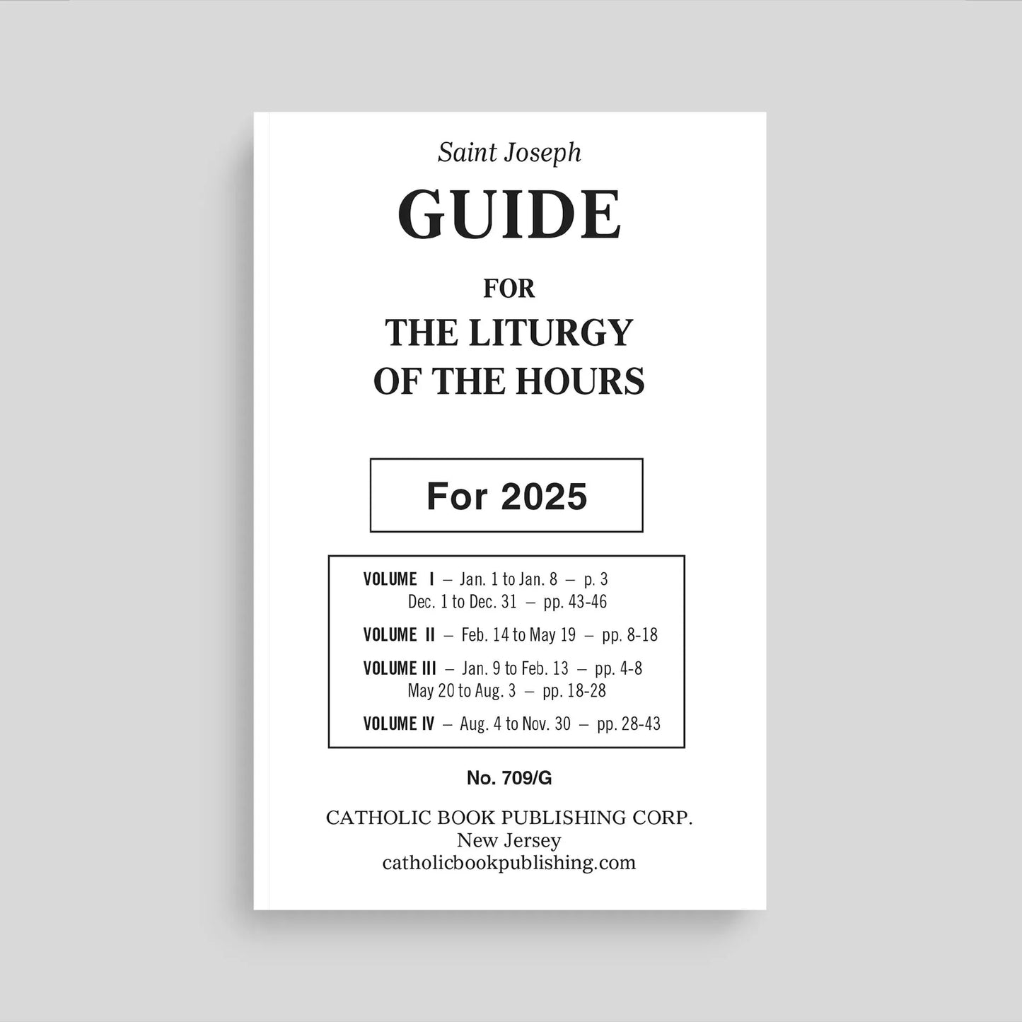 Saint Joseph Guide for the Liturgy of the Hours for 2025 (large print) on a gray background