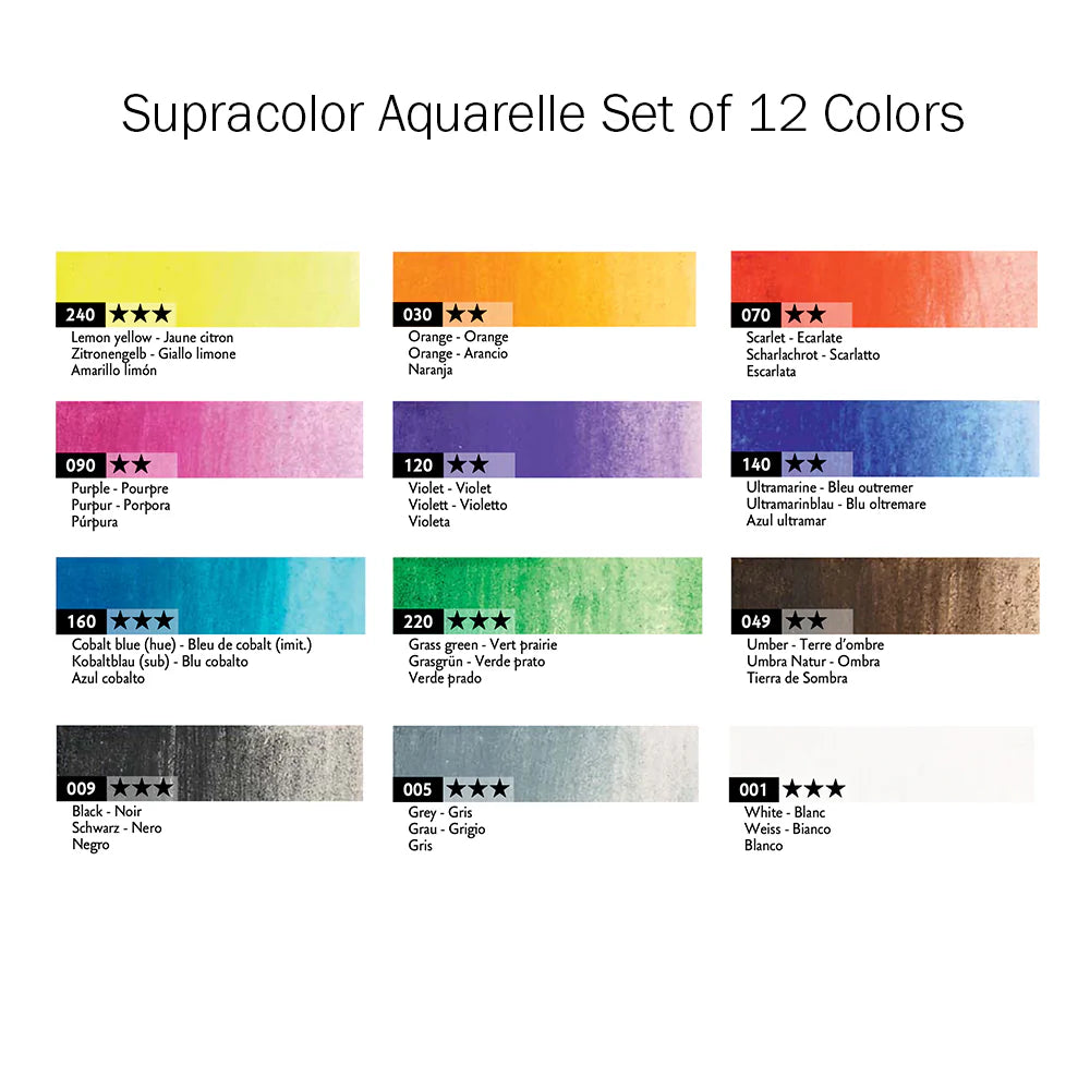 Caran D'ache Box of 12 SUPRACOLOR™ Aquarelle Colored Pencils