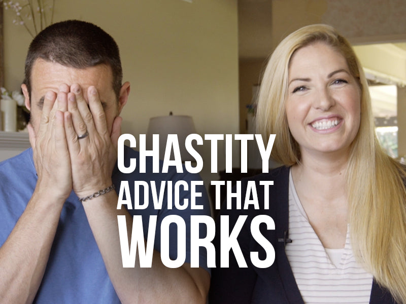 Jackie and Bobby with text, Chastity Advice that Works