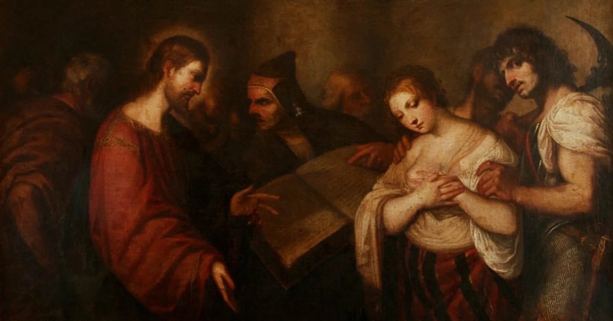painting of Jesus and the woman caught in the act of adultery