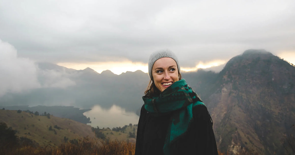 woman in green scarf