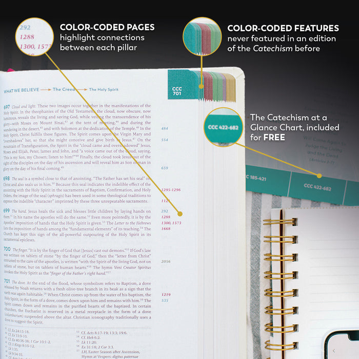 The first Catechism in history to include a built-in, color-coded guide