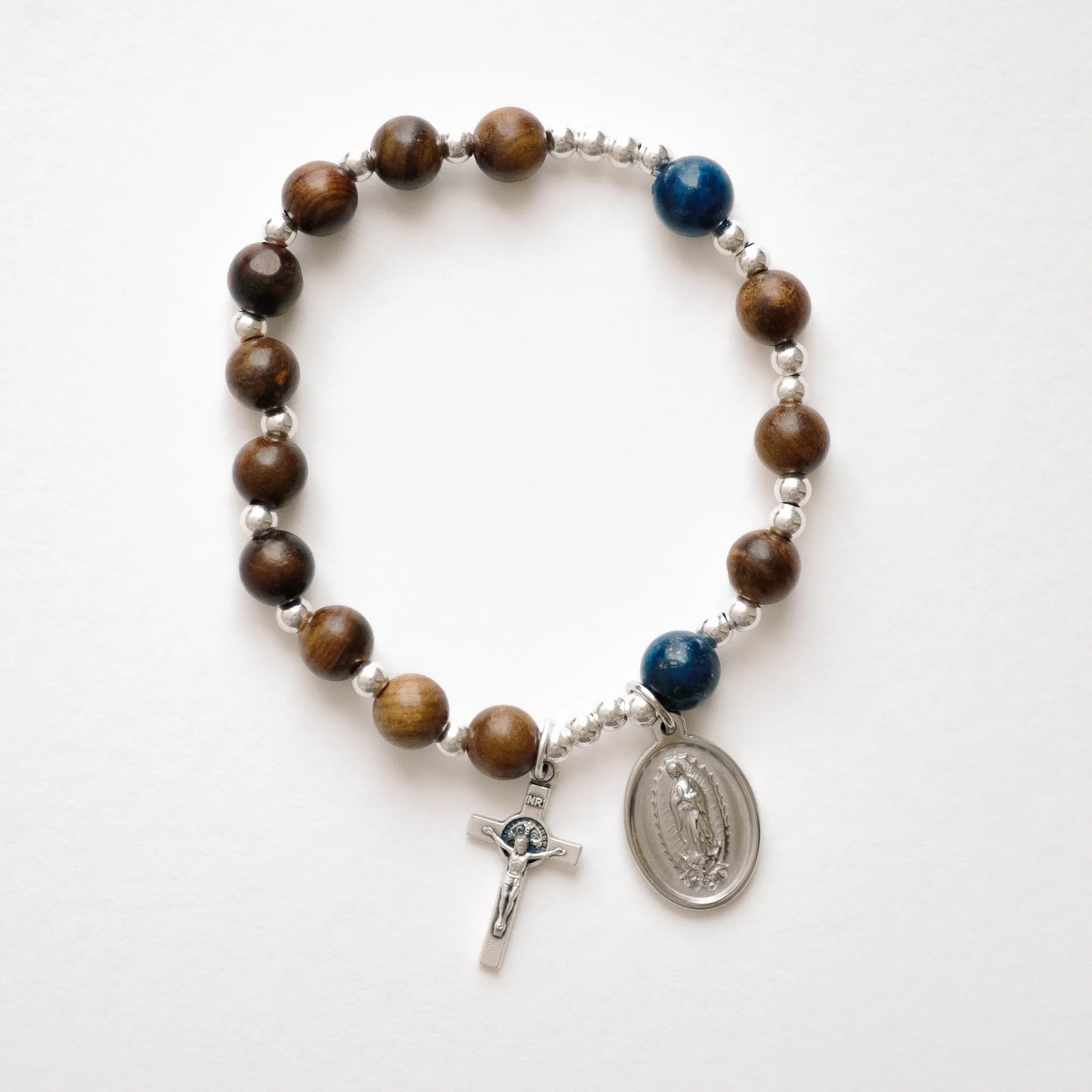 The Rosary in a Year Rosary: 1 Decade Wood/Gemstone Bracelet