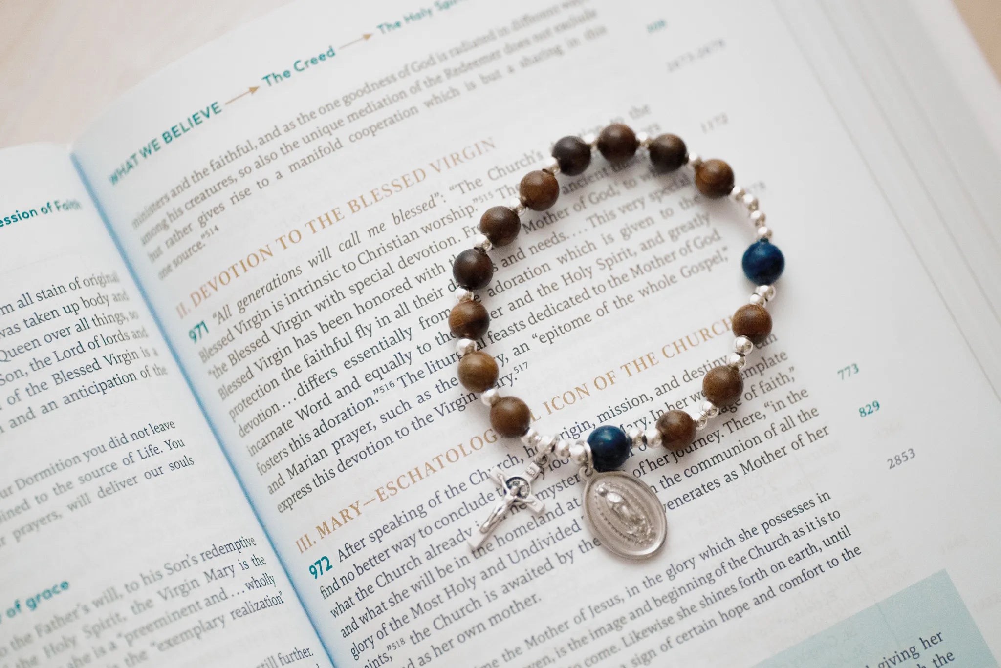 The Rosary in a Year Rosary: 1 Decade Wood/Gemstone Bracelet