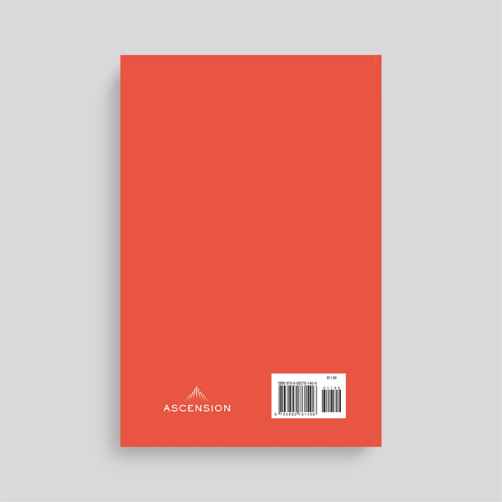 Back cover of La Biblia de la Iglesia en América: Nuevo Testamento with the Ascension logo on a red background