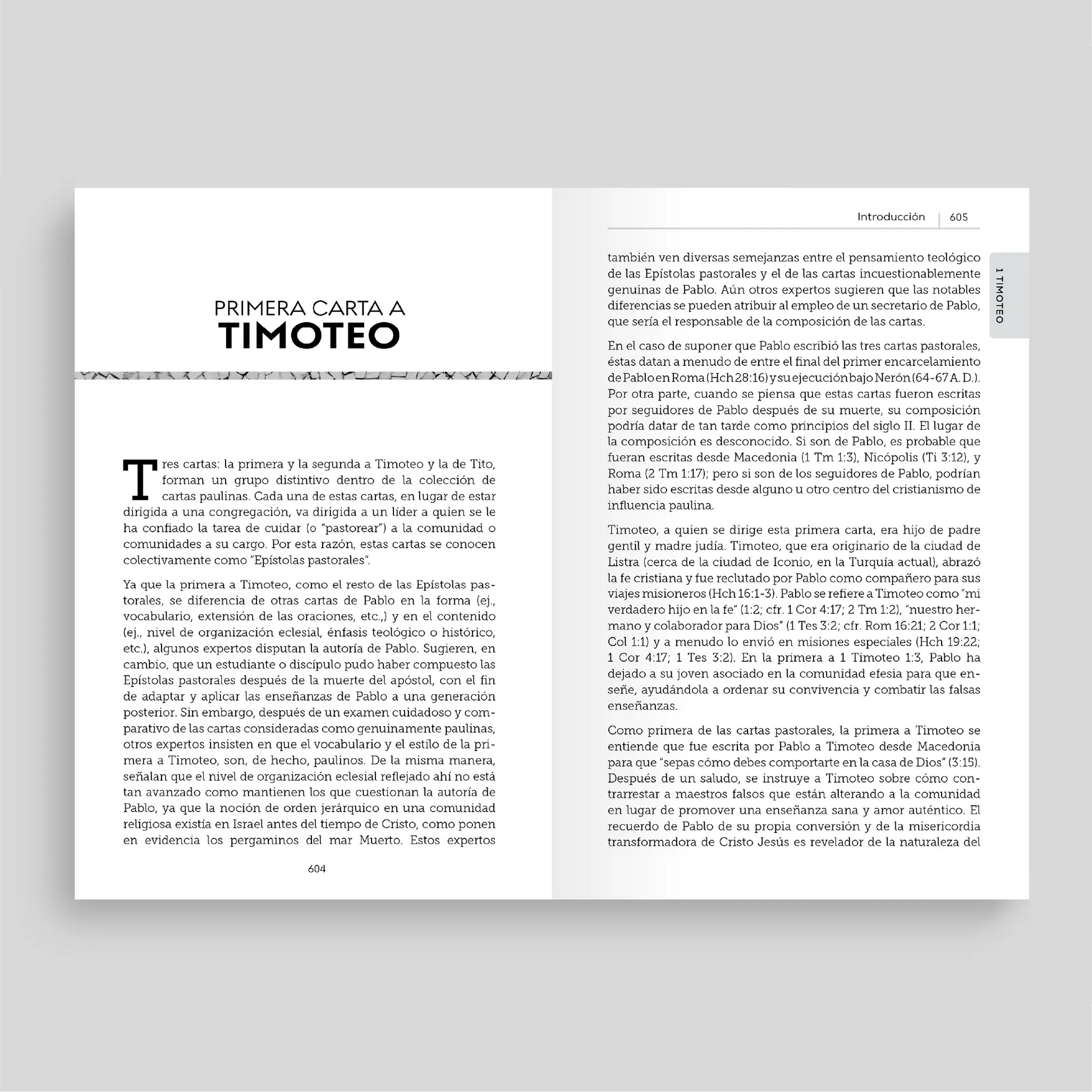 Interior of La Biblia de la Iglesia en América: Nuevo Testamento open to the First Letter to Timothy 