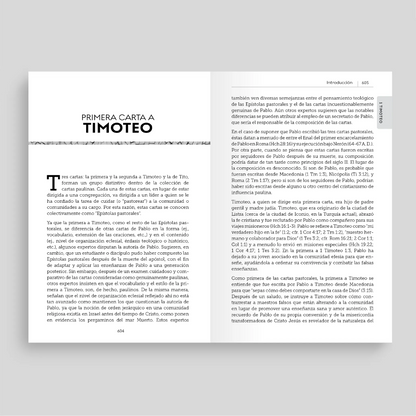 Interior of La Biblia de la Iglesia en América: Nuevo Testamento open to the First Letter to Timothy 