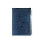 Funda para Biblia Vive la vida a través de la lente de las Escrituras (símil piel) Azul marino