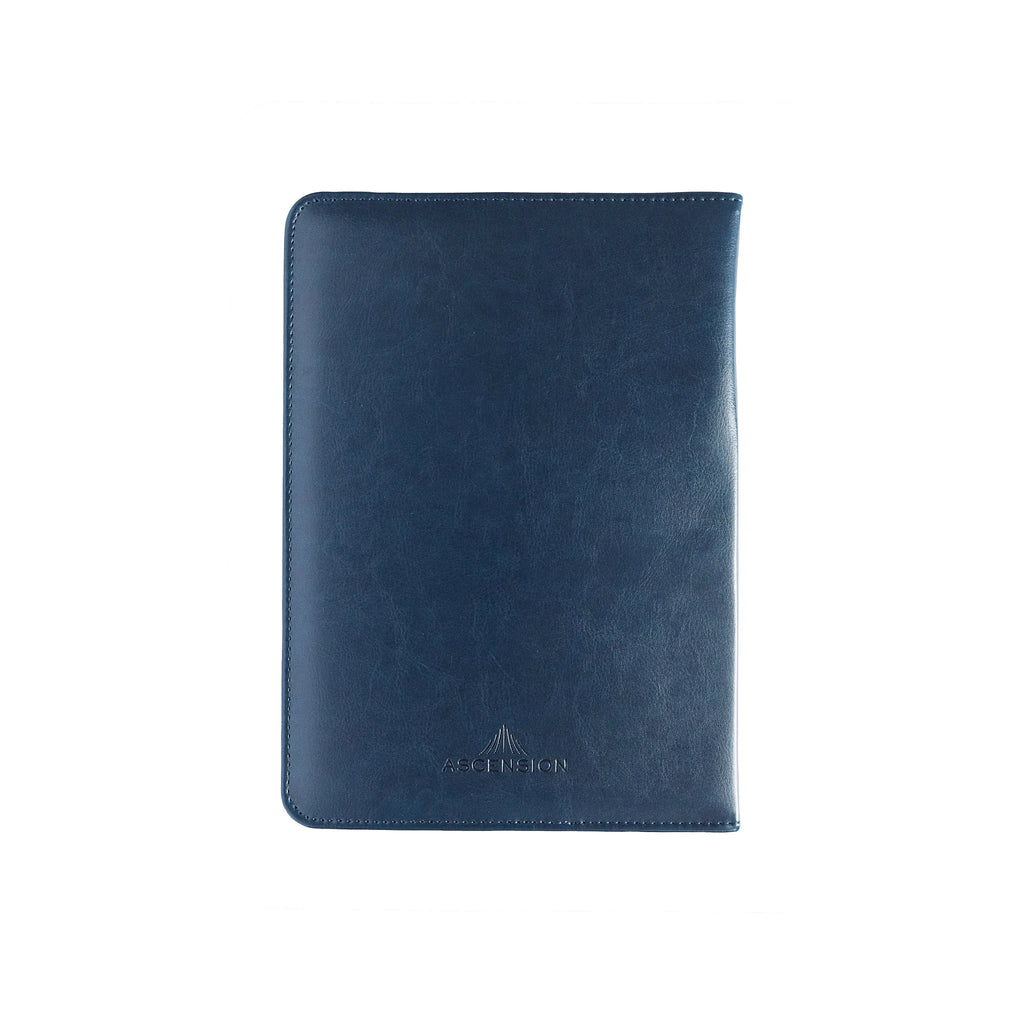 Funda para Biblia Vive la vida a través de la lente de las Escrituras (símil piel) Azul marino