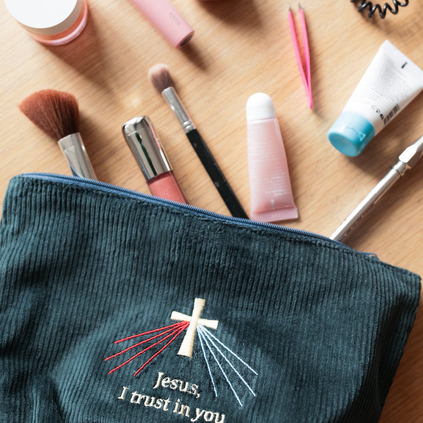 Divine Mercy Corduroy Travel Pouch