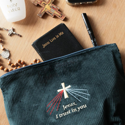 Divine Mercy Corduroy Travel Pouch