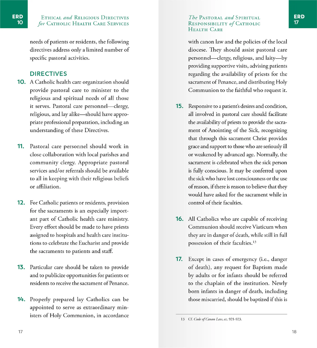 Directrices éticas y religiosas para los servicios de salud católicos (7.ª edición)