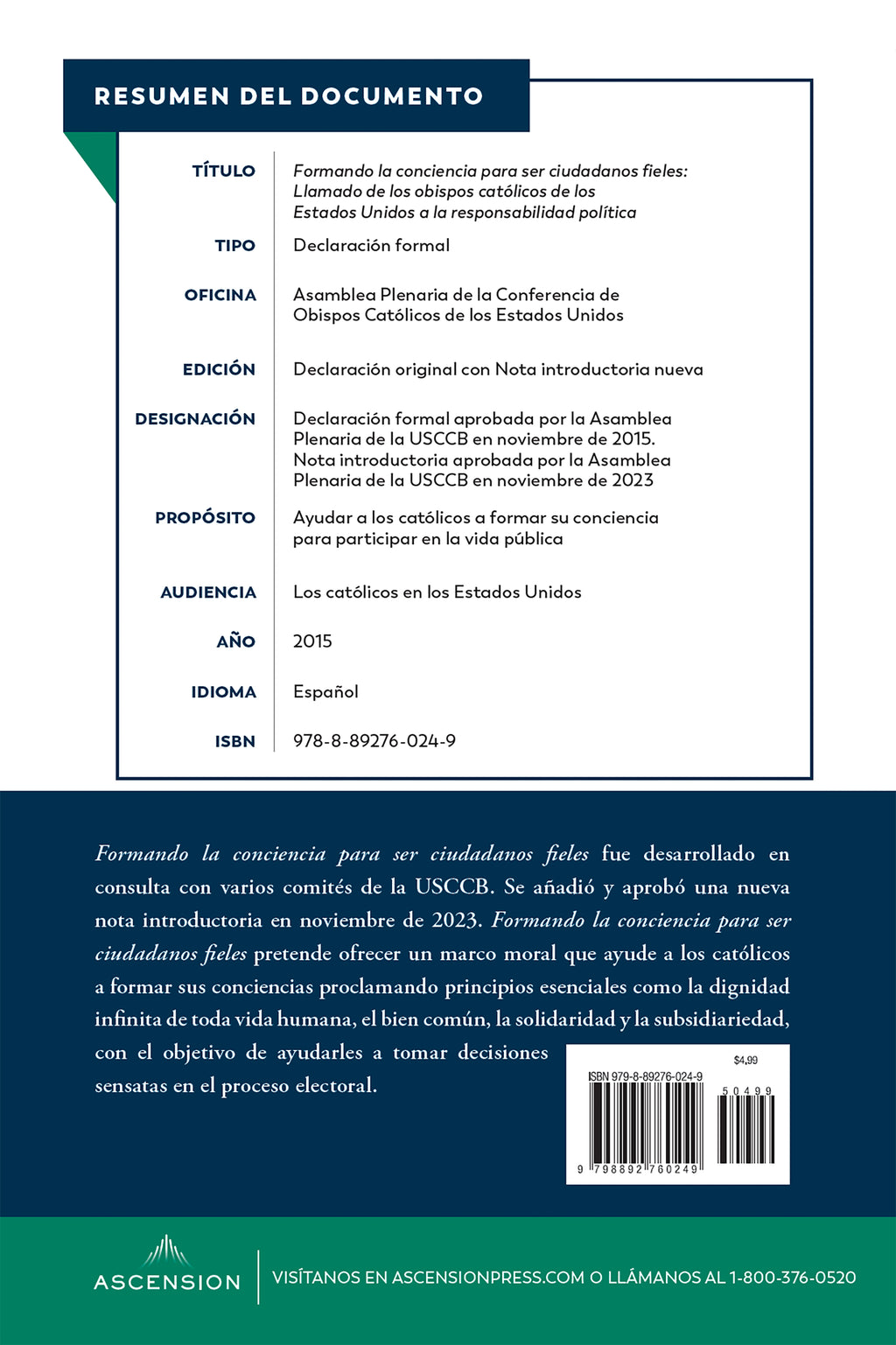 Forming Consciences for Faithful Citizenship: A Call to Political Responsibility