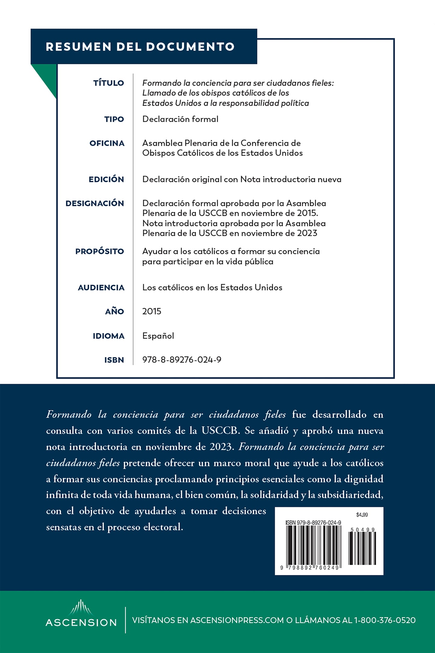 Forming Consciences for Faithful Citizenship: A Call to Political Responsibility