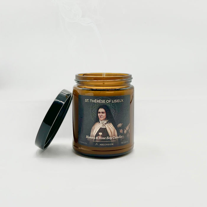 St. Thérèse of Lisieux Honey & Rose Soy Candle