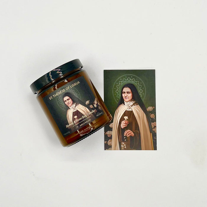 St. Thérèse of Lisieux Honey & Rose Soy Candle