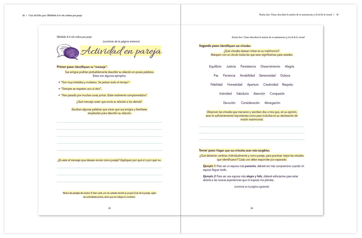 Habilidades de la vida cotidiana para parejas, Paquete de inicio