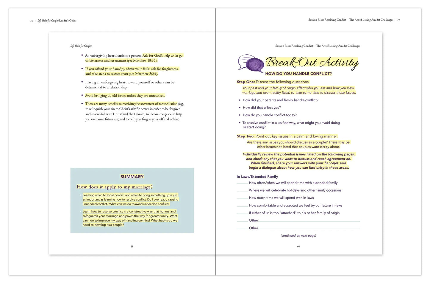 Life Skills for Couples, Leader's Guide