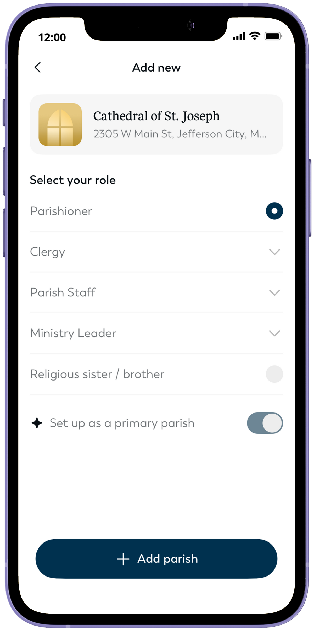 Choose a Role and Set as Primary