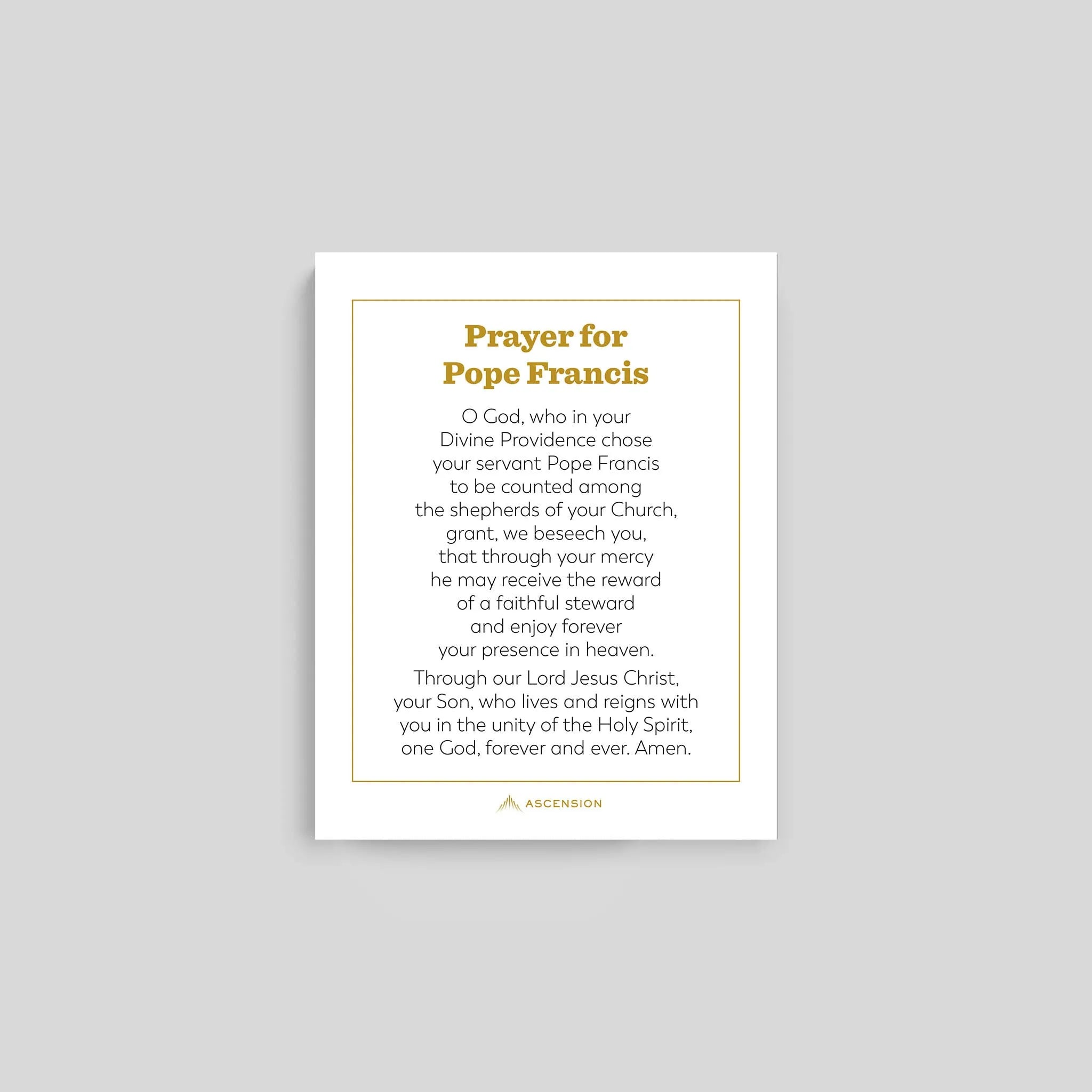 Pope Francis Prayer Cards