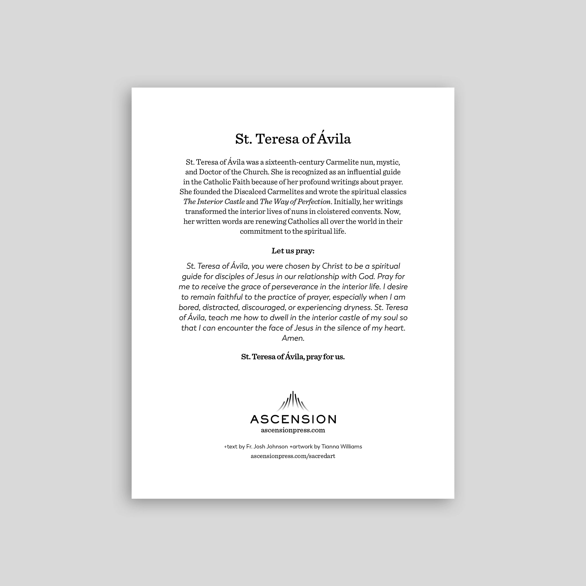 Estampas de oración de Santa Teresa de Ávila
