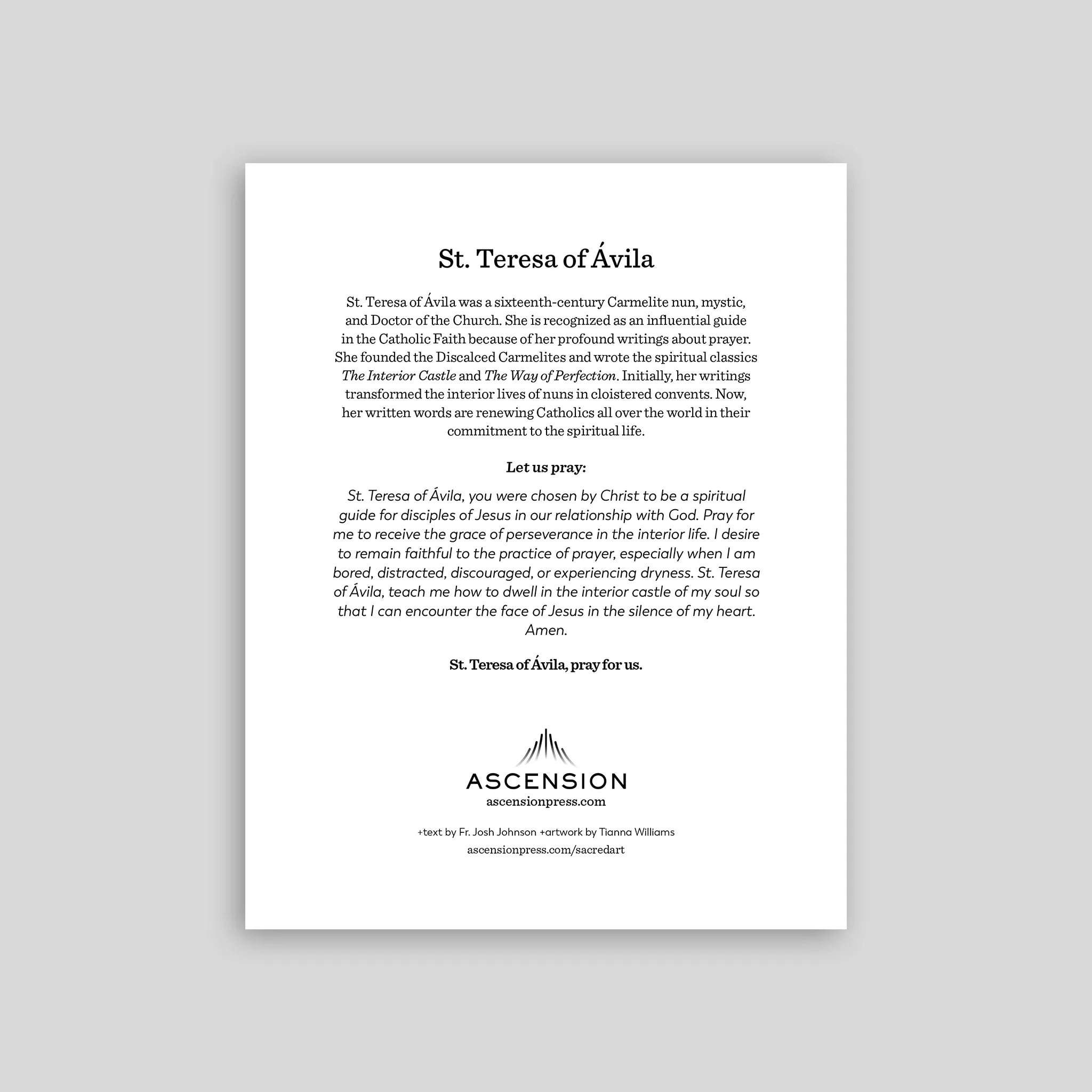 St. Teresa of Ávila Prayer Cards