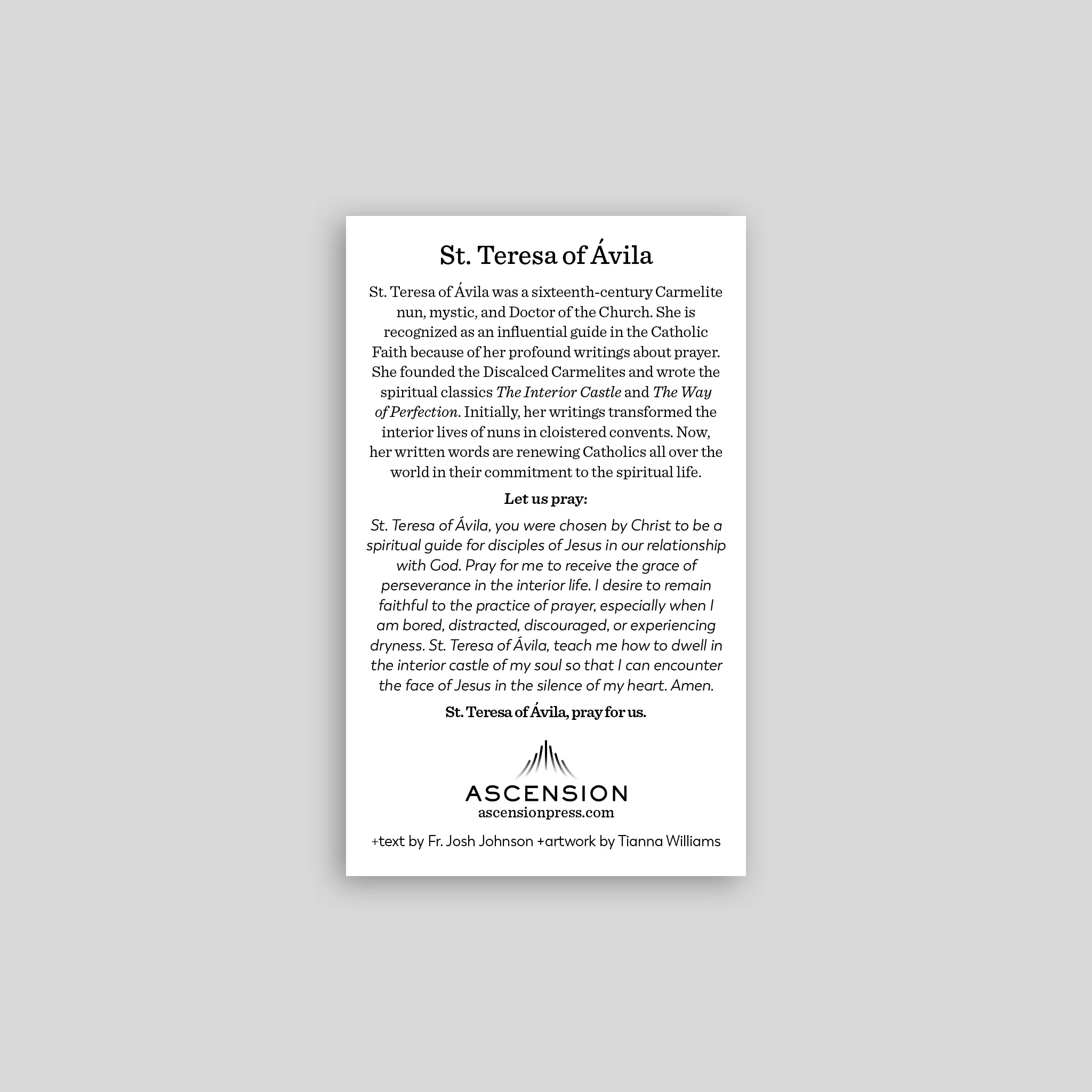 Estampas de oración de Santa Teresa de Ávila
