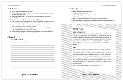 A sneak peek at the Lesson one student worksheet for the teacher's guide Quick Catholic Lessons with Fr. Mike by Ascension. 