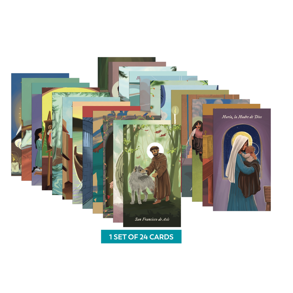 Tarjetas de oración de santos renovados y recibidos, juego completo (1 juego de 24 tarjetas)