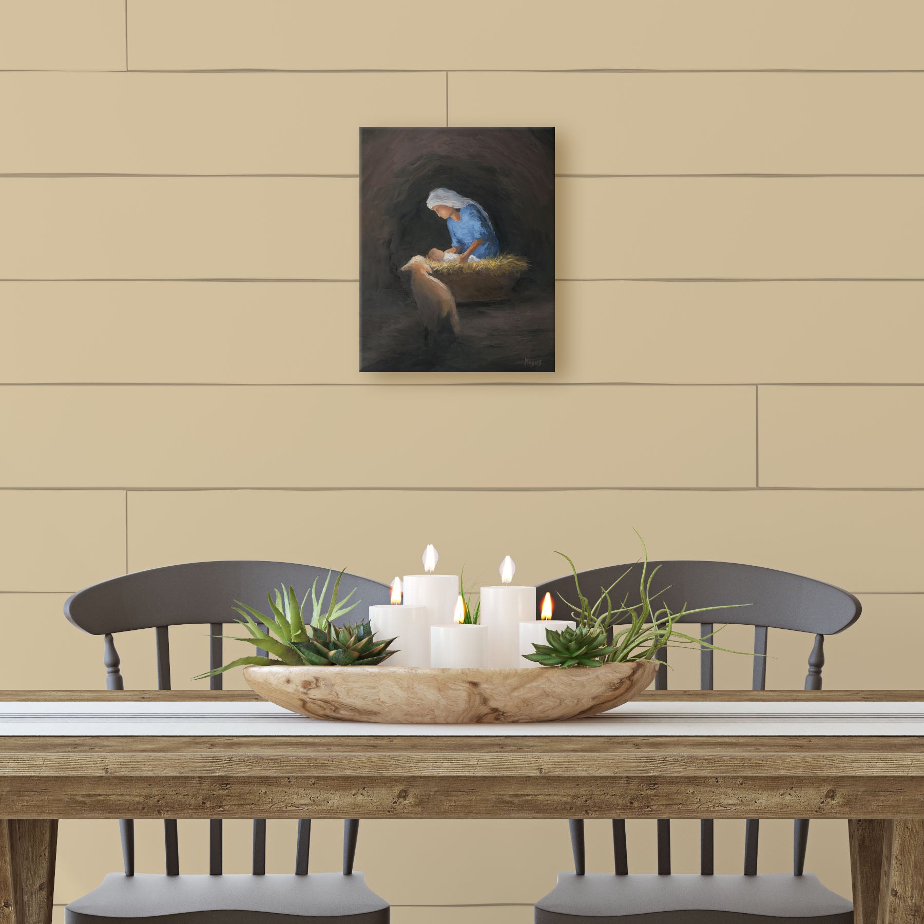Rejoice! Fine Art Canvas Print: Entering the Manger