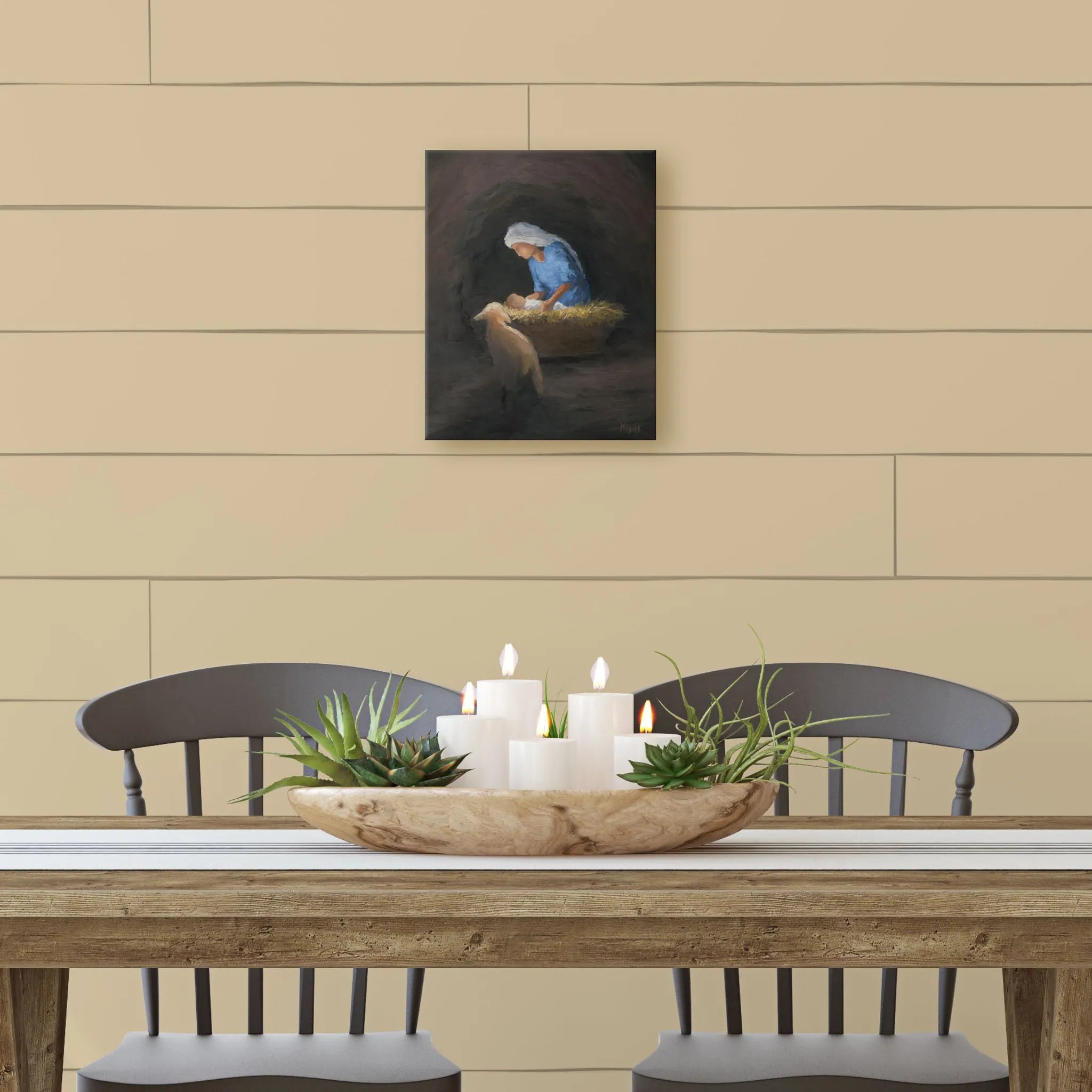 Rejoice! Fine Art Canvas Print: Entering the Manger