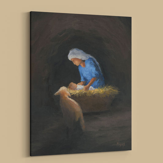 Rejoice! Fine Art Canvas Print: Entering the Manger