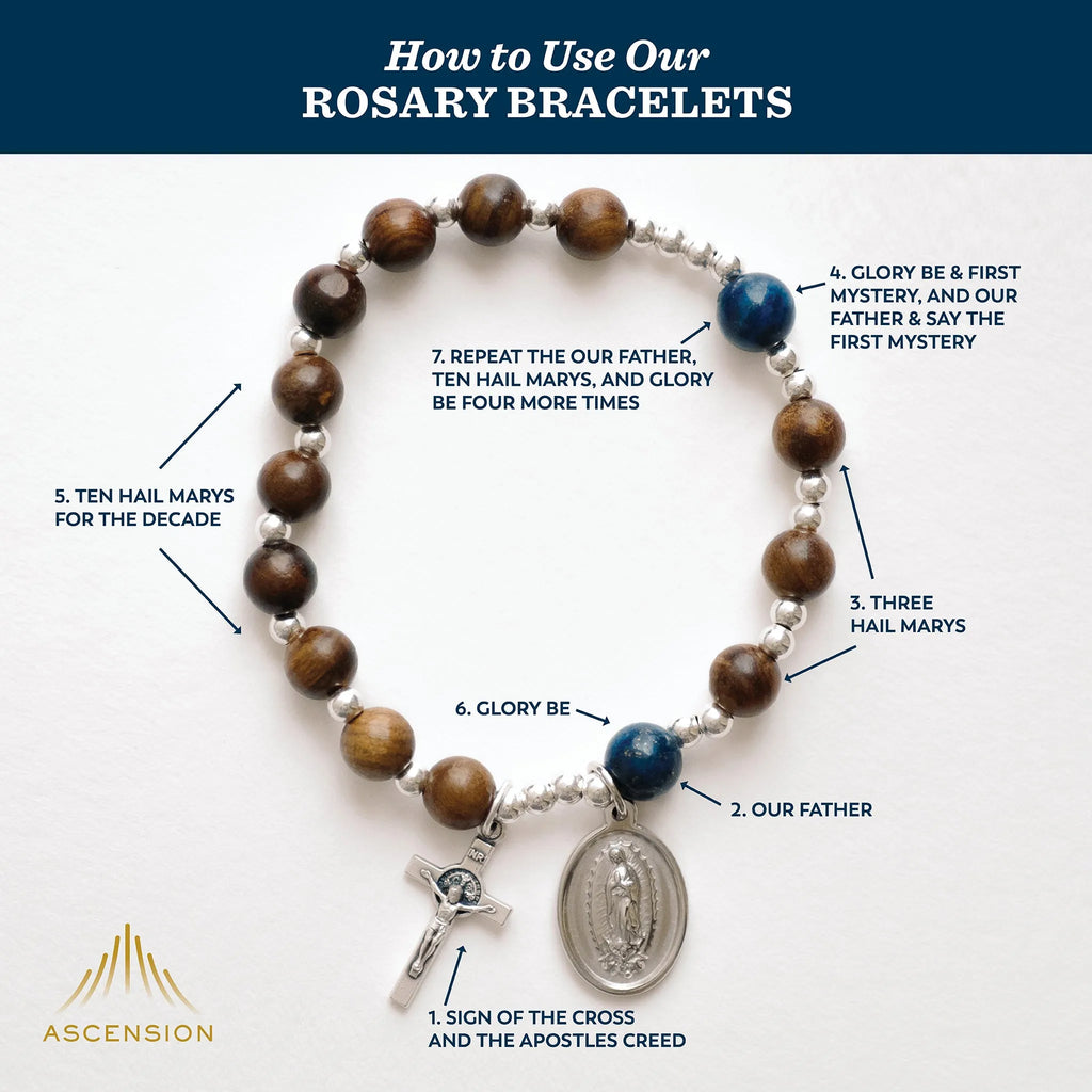 The Rosary in a Year Rosary: 1 Decade Wood/Gemstone Bracelet