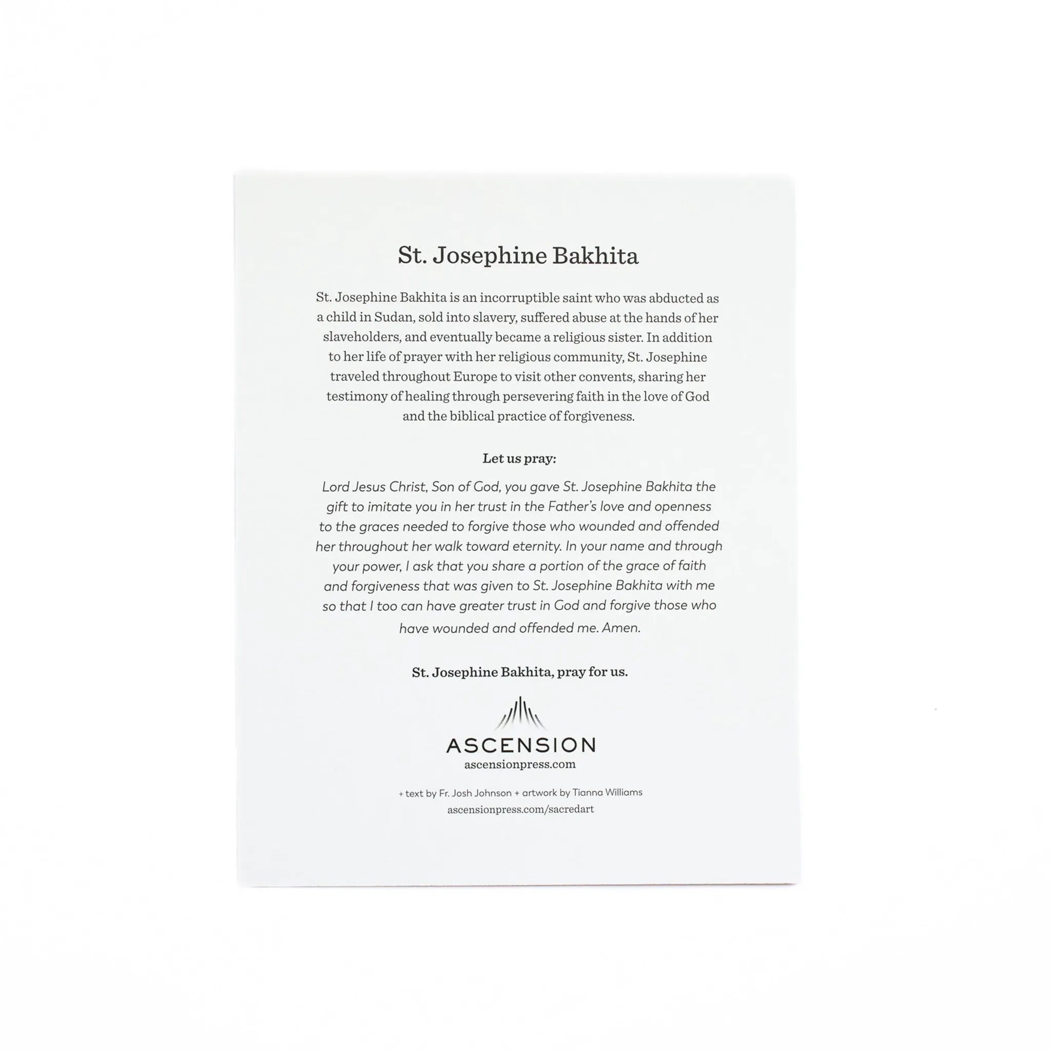 St. Josephine Bakhita Prayer Cards (Pack of 10)