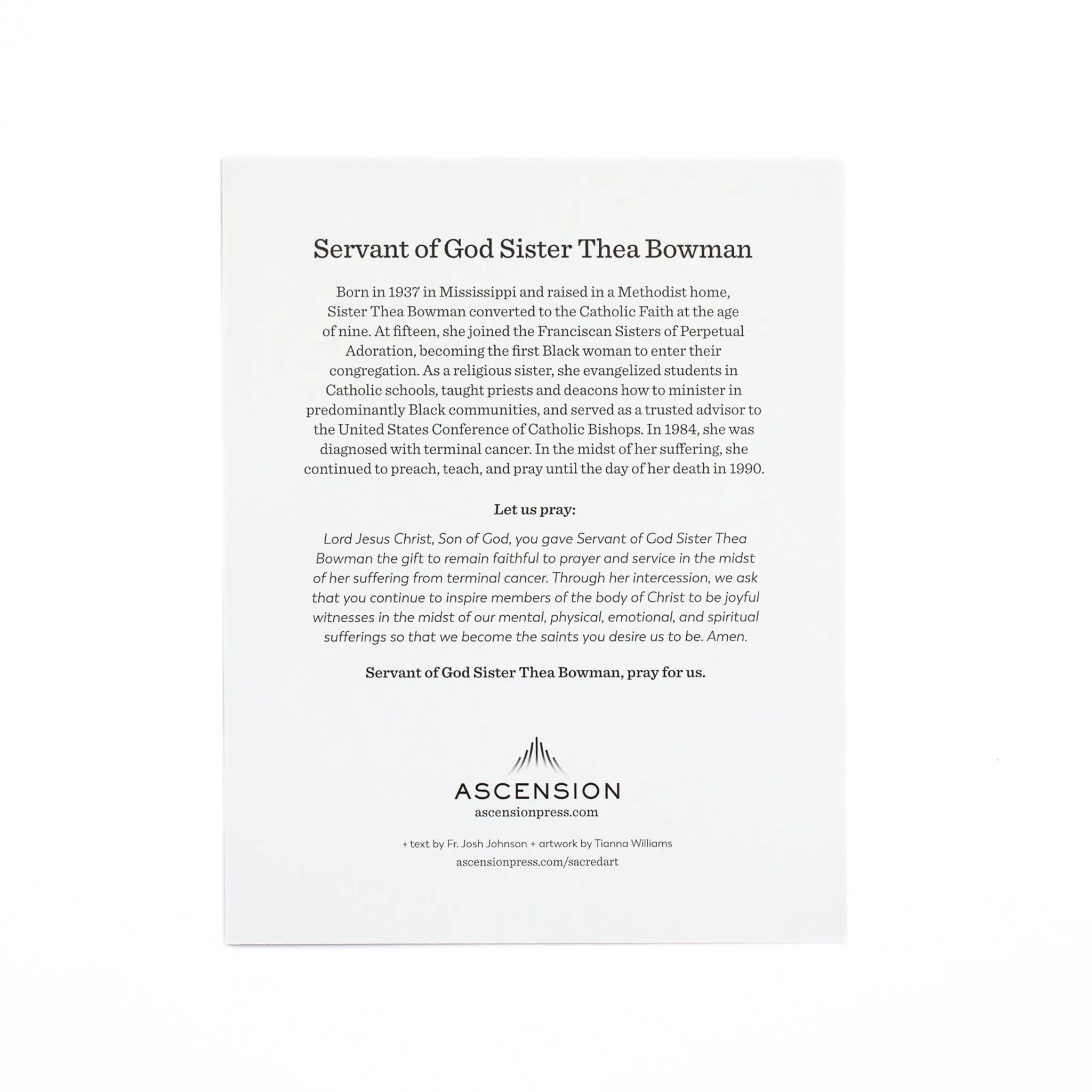 Servant of God Thea Bowman Prayer Cards (Pack of 10)