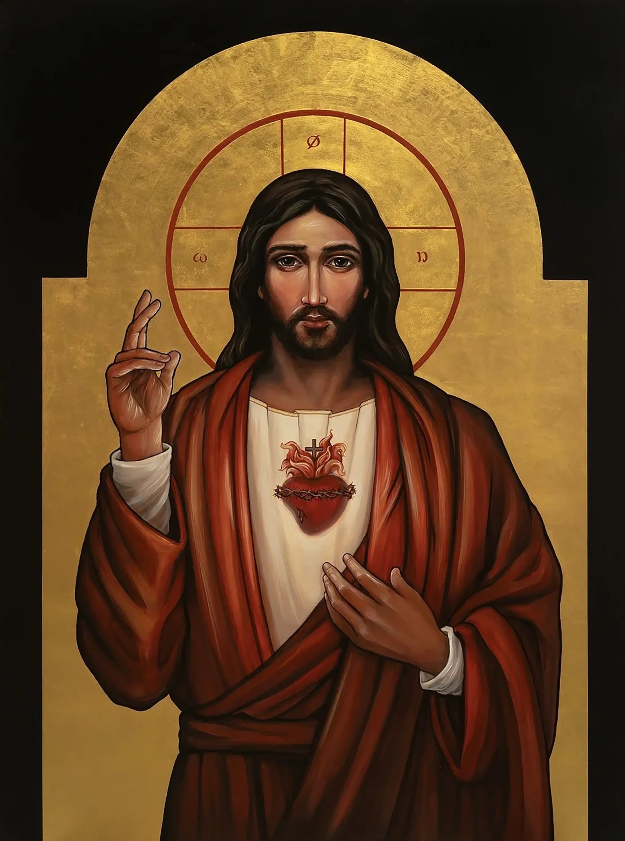 New Jerusalem Studios Sacred Heart of Jesus Icon Board - 7.25" x 9.5"