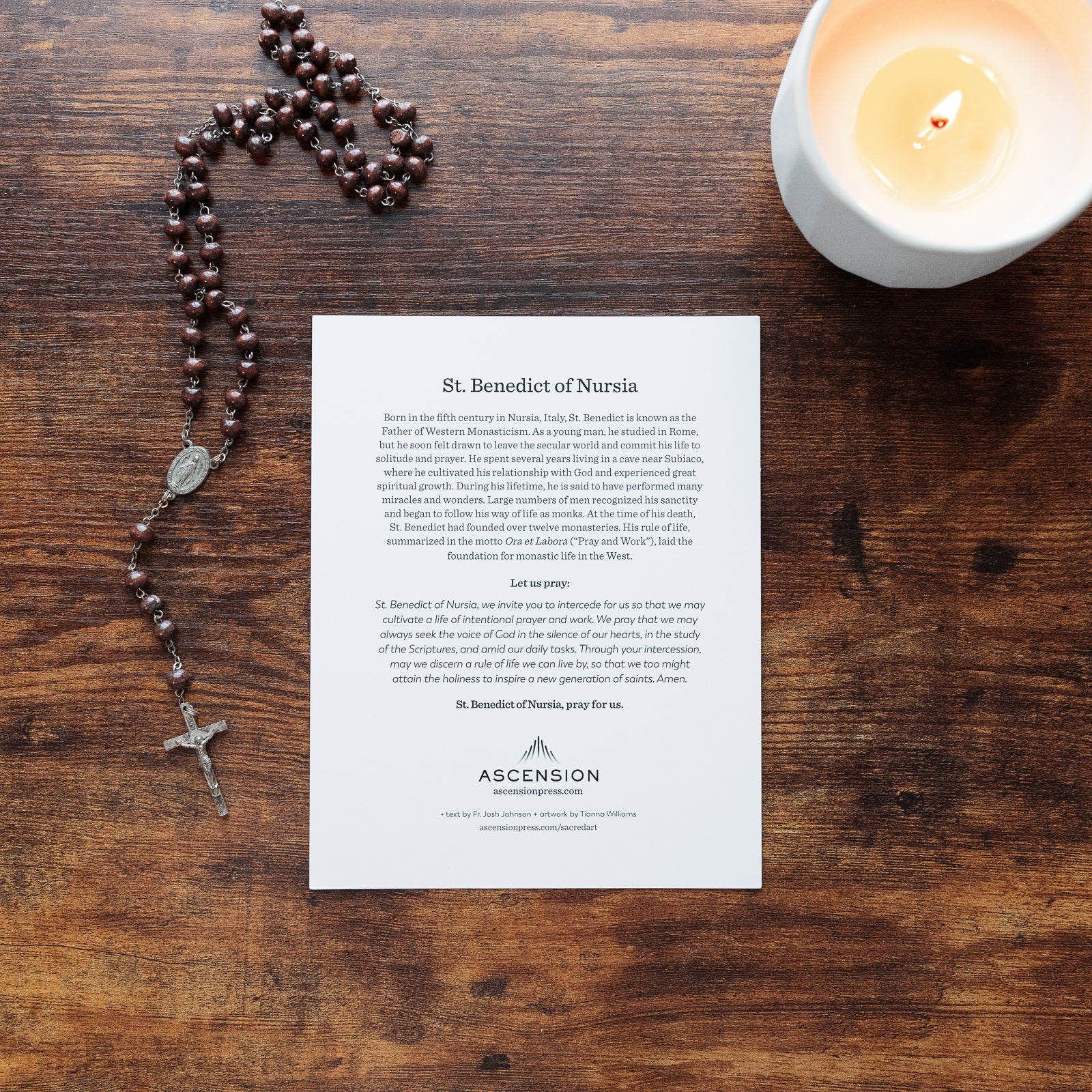 Estampas de Oración de 5x7 de San Benito de Nursia, Arte Sacro