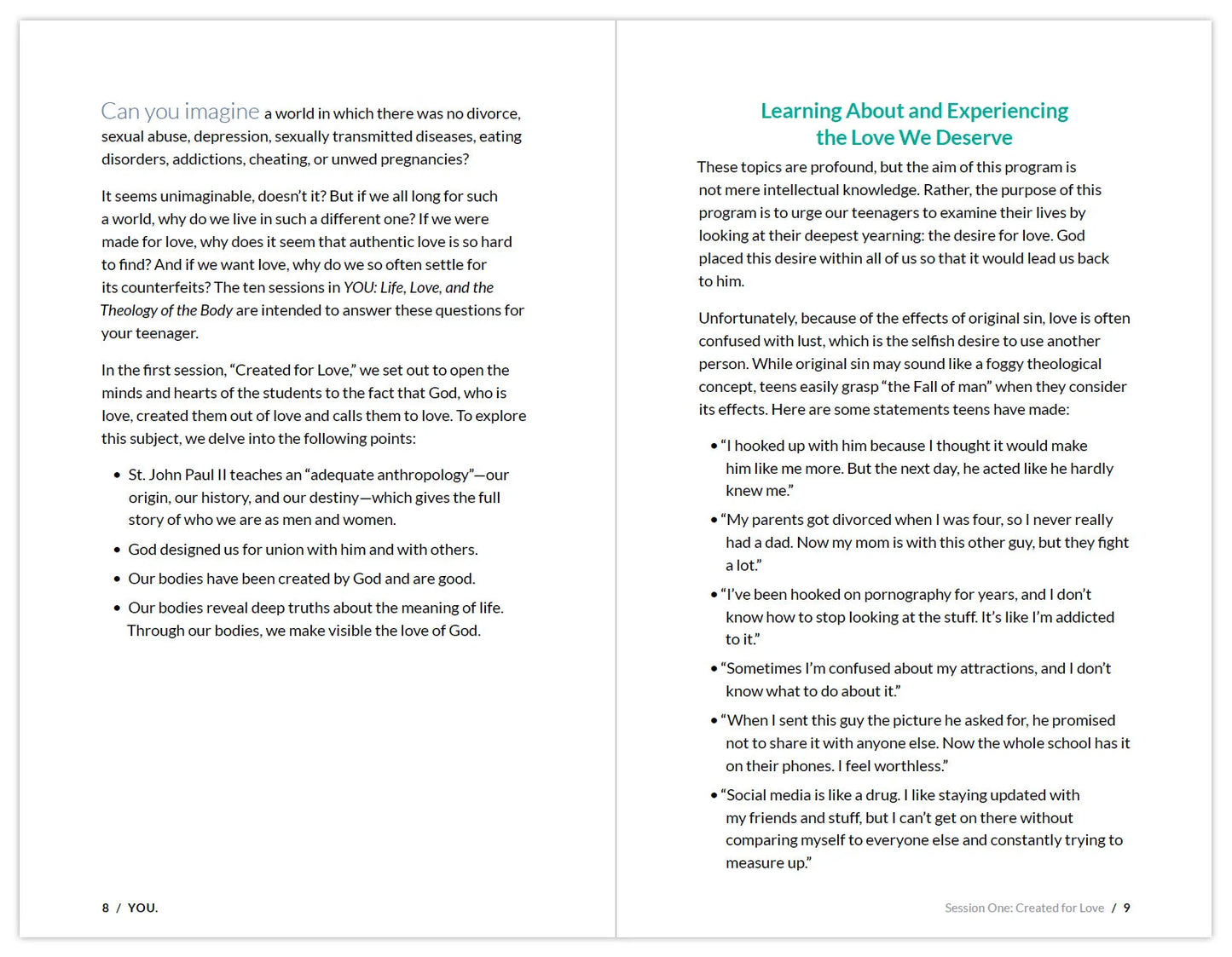 YOU: Life, Love, and the Theology of the Body, Student Pack (Includes Online Course Access