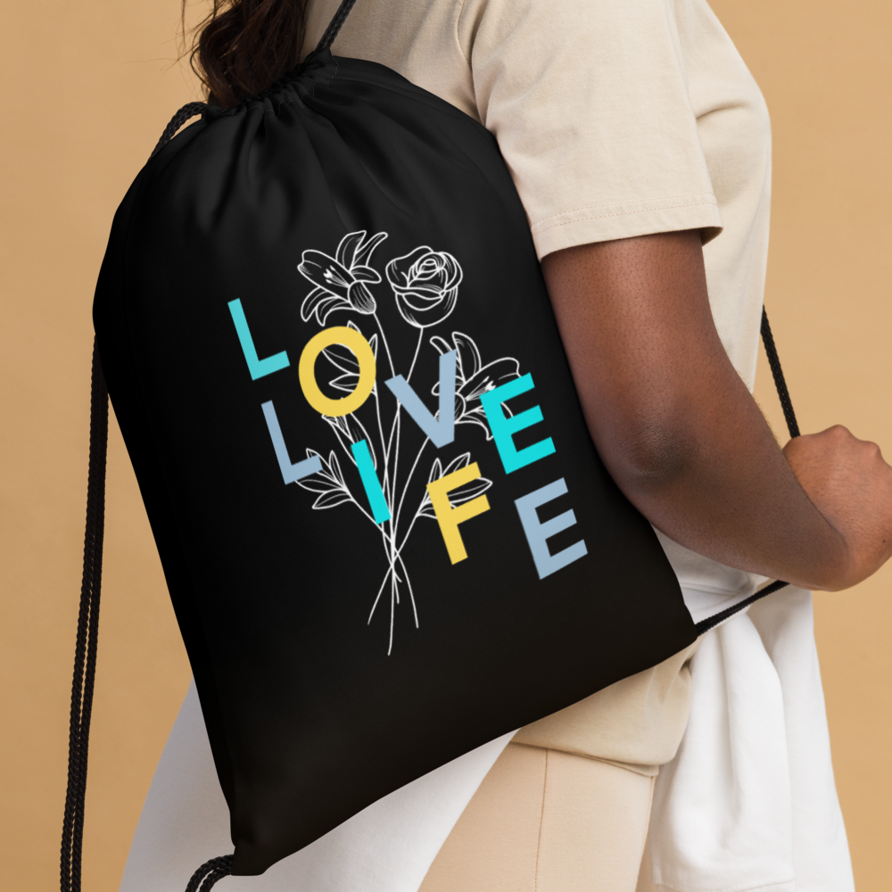 Love Life Drawstring Bag