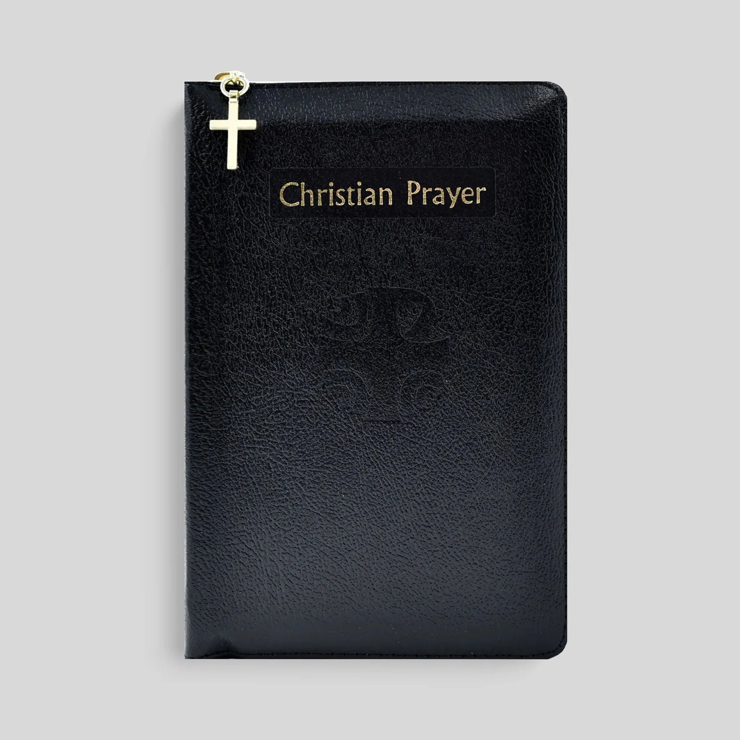 Black prayer book with 'Christian Prayer' text and a cross on the cover