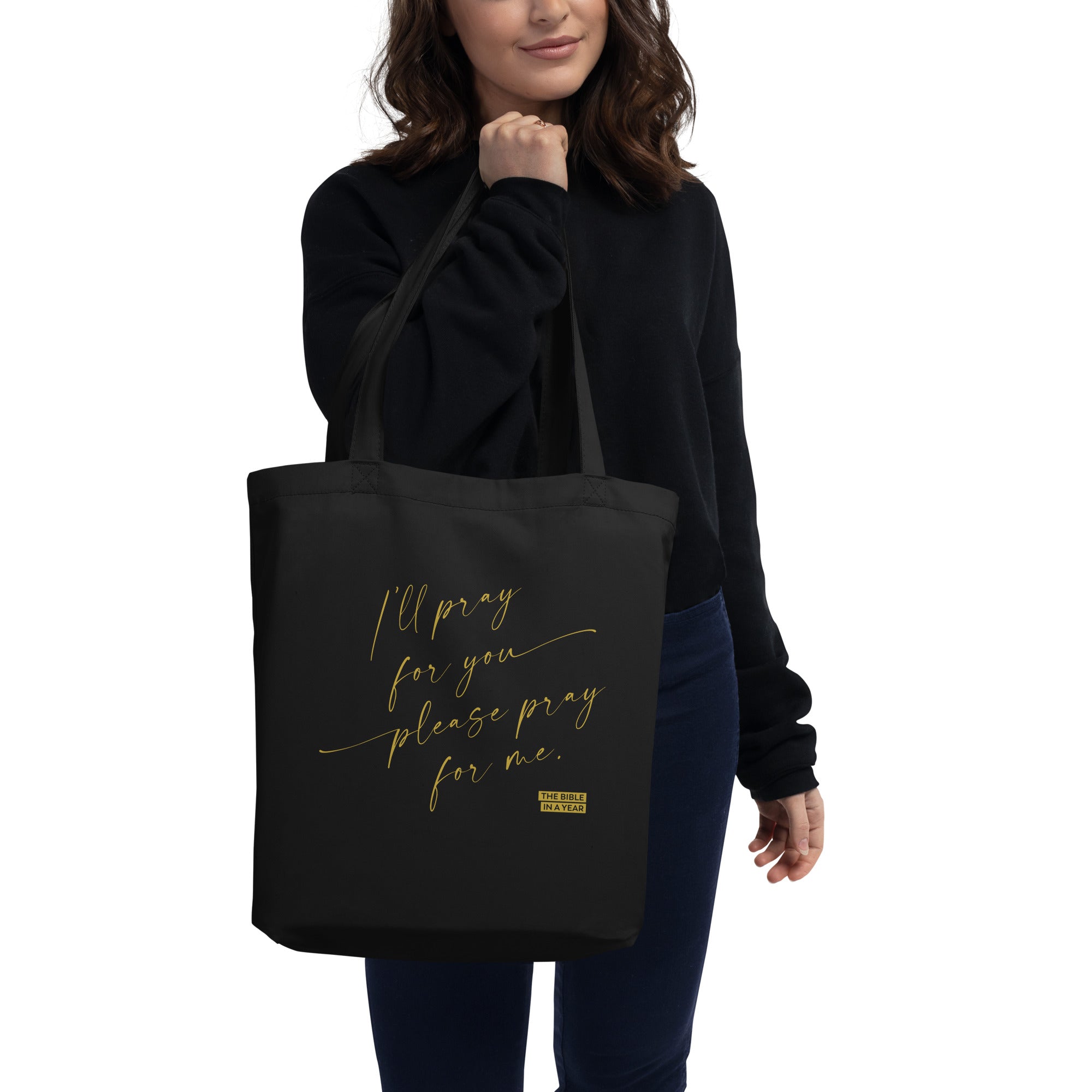 Bolsa de tela de la Biblia en un año "Ruega por mí"