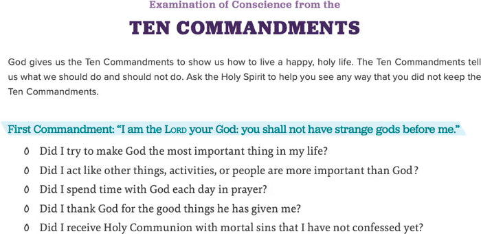Examination of Conscience from the Ten Commandments