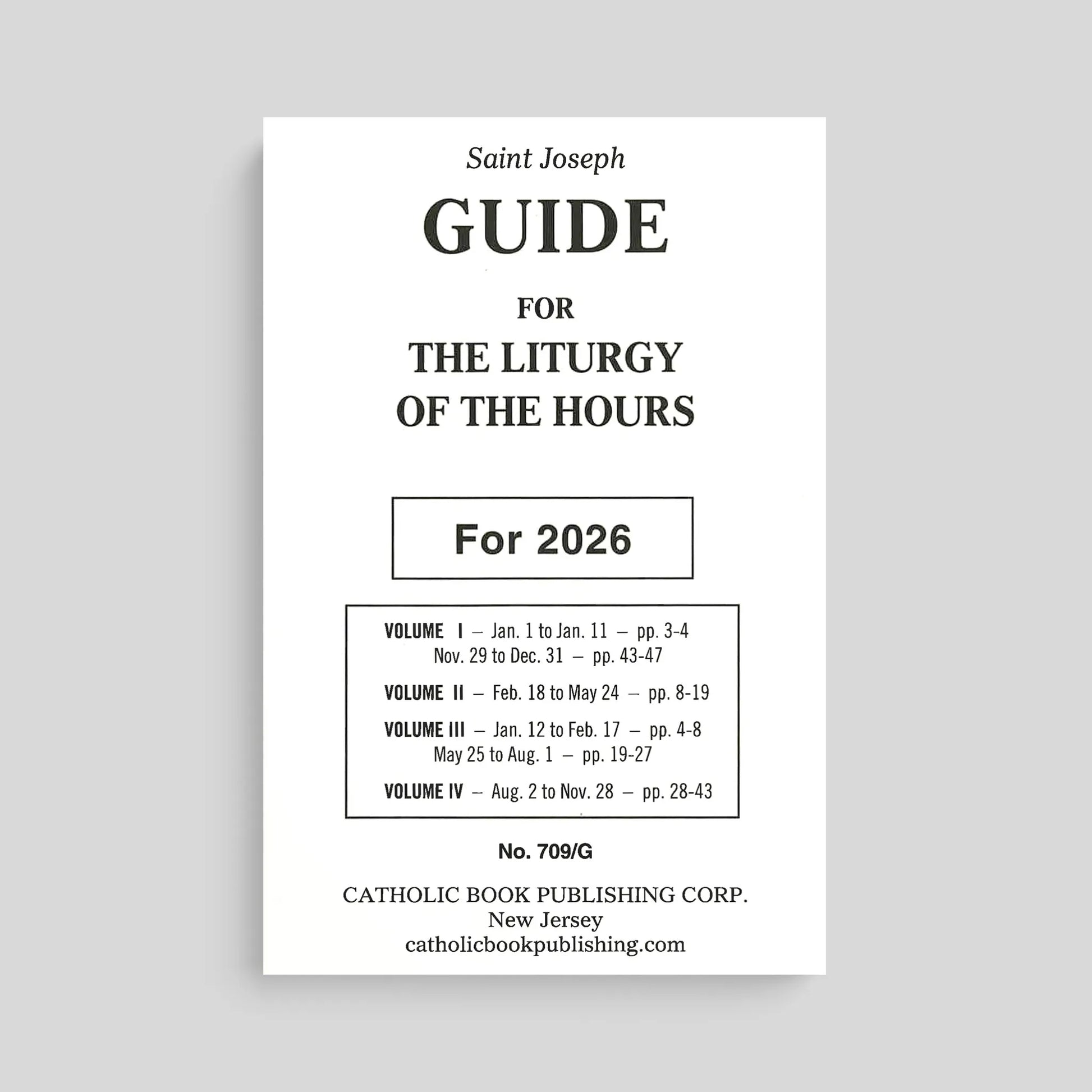 Saint Joseph Guide for the Liturgy of the Hours for 2026 (large print) on a gray background