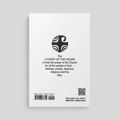Back cover of a book with text and a cross symbol on a white background