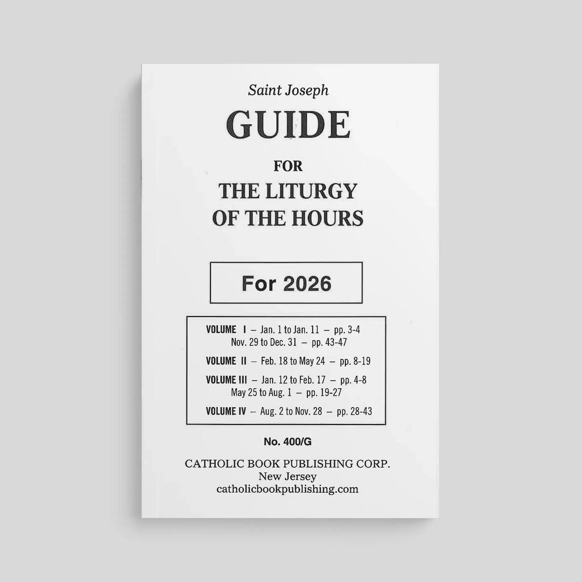 Saint Joseph Guide for the Liturgy of the Hours for 2026 on a gray background