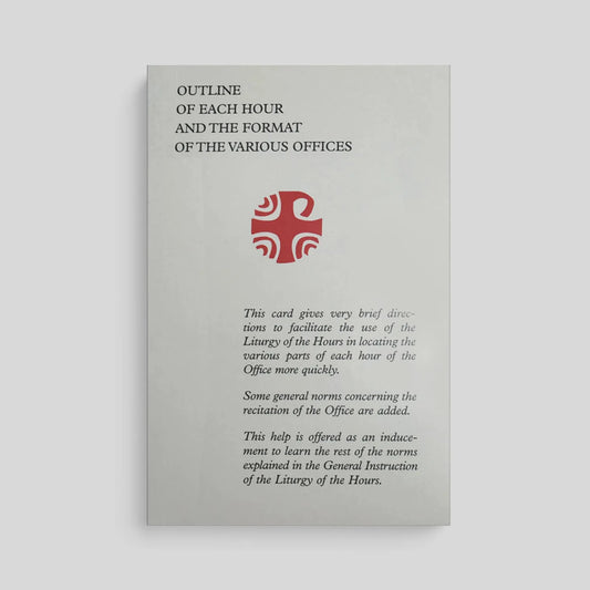 Card with text and red cross symbol on a gray background