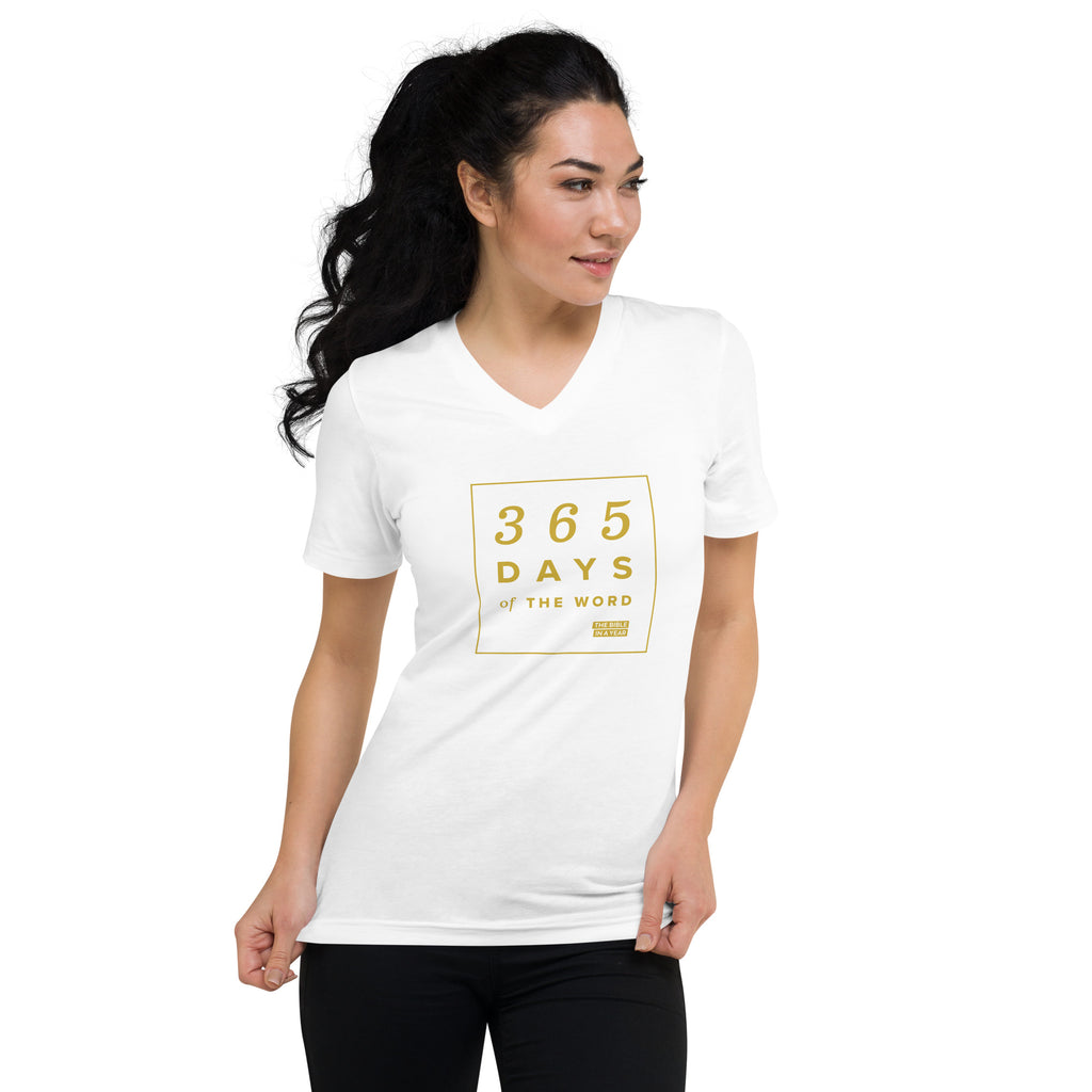 Camiseta con cuello en V "365 Días de la Palabra" / La Biblia en un Año